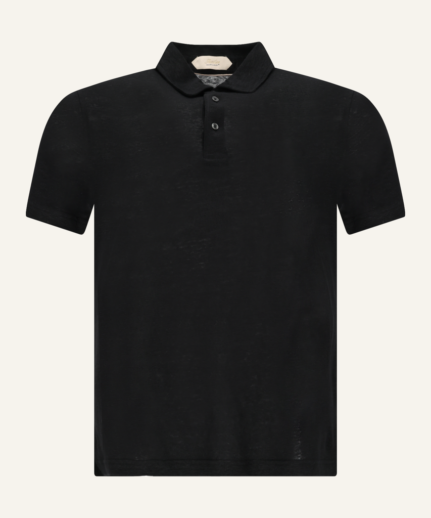 POLO SHIRT LINEN-BLACK