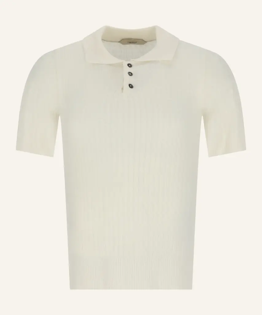 CABLE POLO SHIRT-IVORY
